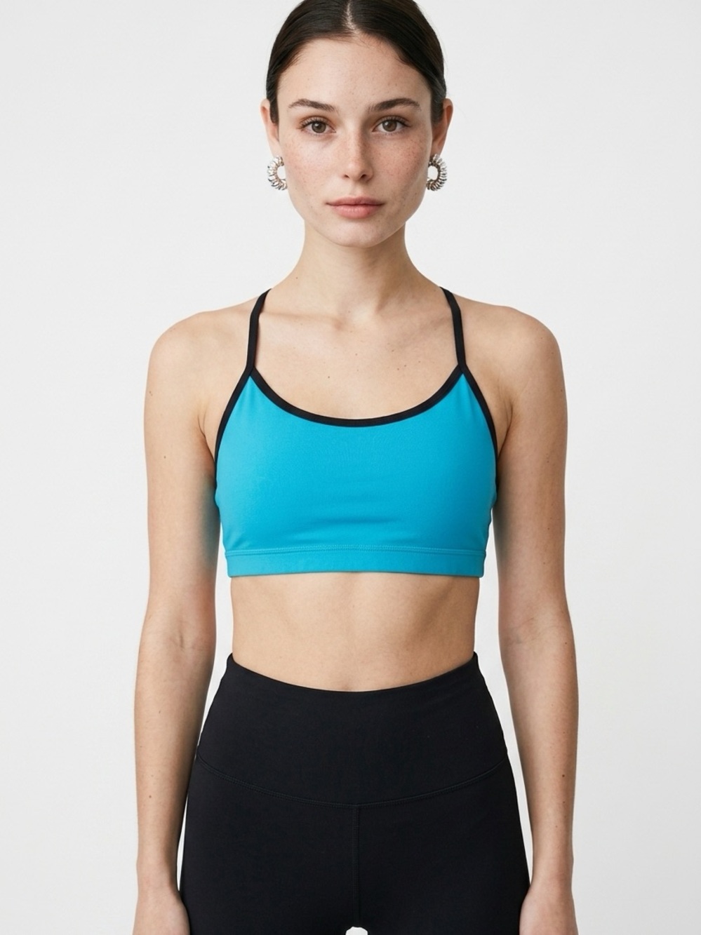 LULULEMON | Bright Turquoise Blue & Black Y-Back Sports Bra Women’s Size 8